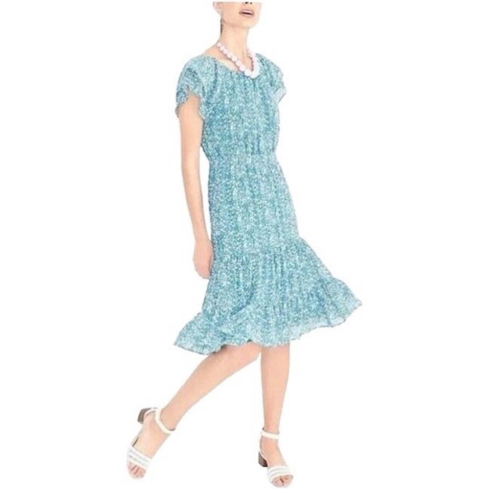 NWT J Crew Floral Tiered Midi Peasant Dress size medium